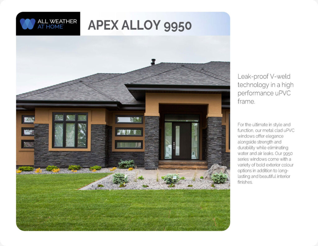awh-brochures-02 Page from the All Weather at Home brochure featuring the Apex Alloy 9950 product.